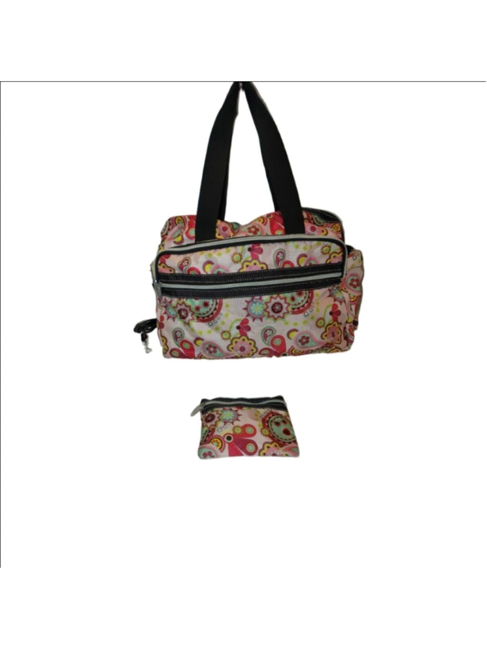 Two's Company Duffle Bag w. Matching Pouch and Crossbody Strap